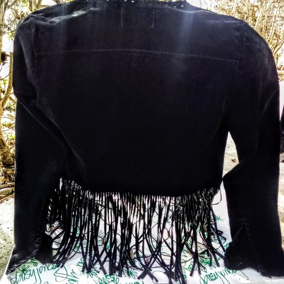 Forever 21 Leather Western Fringe Flirty Stagecoach Mini Jacket - Picture 3 of 4